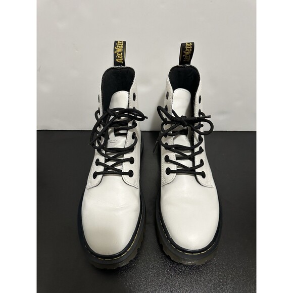 Dr. Martens Luana Boots Women Size 8 White Leather Round Toe Lace Up Combat - Picture 2 of 8